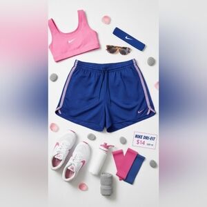 Nike Dri FIT Athletic Shorts Medium Purple Pink Gray